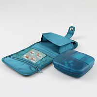 Meta-U Travel Plastic Pills Dispenser Box with a Nylon Bag Cover (Blue)