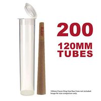 120MM Clear Doob Tubes | 200 Pack | Waterproof Airtight and Smell Proof Blunt Vial Container | Child Resistant with Squeeze Pop Tops | BPA-FREE | Ideal for Storing King Size Pre Rolled Raw Cones