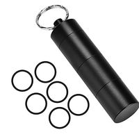 VGEBY Pill Holders, Stainless Steel Waterproof Travel Pill Case Bottle Keychain Survival Pill Box Organizer Container with 6 Sealing Rings(Black)