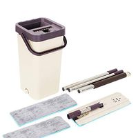 Kitchen + Home Mop and Bucket - Self Cleaning Flat Mop with Bucket Wringer and 2 Reusable Microfiber Mop Pads for Wet and Dry Mopping on All Surfaces