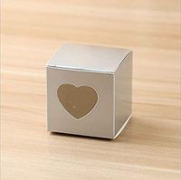 50 Pcs Paper Packaging Package Boxes Colorful Paperboard Candy Gifts Packing Boxes Foldable Pack with Heart Window Silver