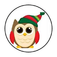 HotSaleStore Sticker Seals 48 Cute!! Christmas Holiday OWL!!! Sticker Label Envelope Seals 1.2" Round