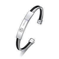 LiFashion CL Men's Stainless Steel Medical Alert ID Addisons Cable Wire Cuff Bangle Bracelet Awareness