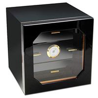 Exttlliy 3 Layer Drawers Spanish Cedar Wood Lined Desktop Cigar Humidor with Humidifier Hygrometer (Not Included Cigar)