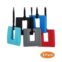 HBIAO Chew Necklace, Pendant Silicone Molar Stick Baby Chew Toys for Autistic or ADHD Children Sensory Chews for Special Needs 5Pack