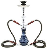 Hookah 20" 2 hose Black shisha nargila lounge bar nargile glass water Vase pipe