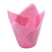 Qiaonai(TM) Tulip Christmas Cupcake Oil-proof Paper Cup Christmas Paper Disposable Cake Baking Cups Pack of 50 (Pink)