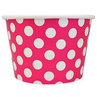 Valentine's Day Pink Paper Ice Cream Cups - 12 oz Polka Dotty Dessert Bowls - Perfect For Your Yummy Foods! Many Colors & Sizes - Frozen Dessert Supplies - 50 Count