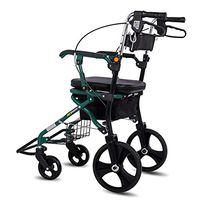 ZXGFA Folding Four Wheel Rollator Walker, with Padded Seat and Back, Adjustable Height Mobility Aid for Elderly Walker, for Car Boot, Travel and Flight