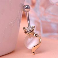 1x Navel Belly Button Ring Fox Rhinestone Crystal Ball Piercing Body Jewelry Beauty Womans Party Jewerly Trendy Unique Creative Elegant Cheap | Color - White