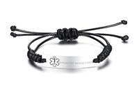 VNOX DNR Medical Alert ID Handmade Braid Rope Stainless Steel Adjustable Bracelet for Child&Adult