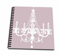 3dRose Pink and White Chic Chandelier Drawing Book, 8 by 8"