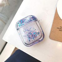 PHEZEN AirPods Case,Case for AirPods 2 & 1 Case Clear Cover,Women Girls Bling Glitter Liquid Flowing Hard Shell Protective Hard Case Cover for AirPods 2 & 1 Earphone,Purple