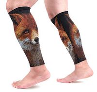 LEVEIS Fox Calf Compression Sleeves,Leg Performance Support for Shin Splint Calf Pain Relief Men & Women Guards Sleeves for Running Cycling 1 Pair