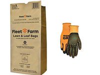 Pack of 15 Lawn and Leaf Heavy Duty Self-Standing 30-Gallon Refuse Bags bundle w/ 1 pair heavy duty Latex Free Work Gloves