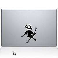 The Decal Guru Skiing Decal Apple Decal Vinyl Sticker, 13" MacBook Air, Black (1636-MAC-13A-BLA)