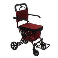 Standard Walkers Walker Folding Wheelchair Old Man Shopping Cart Roller Assist Push Can Sit Lightweight Auxiliary Recreational Vehicle (Color : Red, Size : 425090cm)