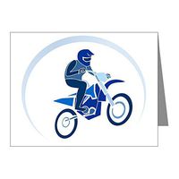 Note Card Motocross MX Flying Dirt Bike in Blue