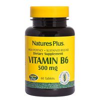 NaturesPlus Vitamin B6 (Pyridoxine HCI), Sustained Release - 500 mg, 60 Vegetarian Tablets - Energy & Metabolism Booster, Memory, Mood, Immune Support Supplement - Gluten-Free - 60 Servings