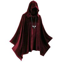 Midress Hollween Costume Cloak for Womens Solid Color Robe Vintage Hooded Cape Coat Cosplay Clothes