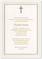Gold Foil Cross With Border Baptism Christening Invitations - Set of 20