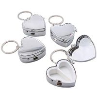 JETEHO Set of 4 Polished Waterproof Heart Pill Keychain Pill Holders, Portable Keyring Pill Box Storage Box