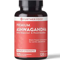 Further Food Premium Organic Ashwagandha, Max Strength, 1325mg, 120 Vegan Capsules | Reduces Stress & Anxiety, Black Pepper & Avocado Oil for Absorption, 2-month Supply