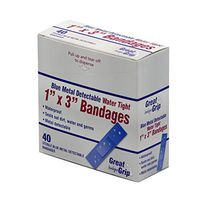 Medique Products 68078 Water Tight Bandage, Blue Metal Detectable, 1-Inch X 3-Inch, 40-Count