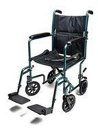 Everest & Jennings Aluminum Transport Wheelchair, Fixed Full Arms & Swingaway Footrests, 17" Seat, Green Color