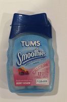 Tums smoothies on the go extra strength 750 antacid chewable tablets for heart burn, berry fusion - 12 ea / pack, 3 pack
