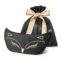 Mecoola Sleep Mask, Natural Silk Eye Mask & Blindfold with Adjustable Strap, Smooth Sexy Fox Eye Cover Eyeshade for Night Sleeping, Travel, Nap (Deep Blue Set) … (Black)