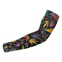 Marijuana Leaves UV Protection Cooling Arm Sleeves for Men Women, Sunblock Compression Sun Sleeves for Outdoors, Running, Cycling, Fishing, Golf, Volleyball, Basketball, Baseball, Football