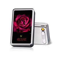 SunTime Cigarette Case with Lighter Built in USB Lighter Cigarette Box 2 in 1 Regular Cigarettes Electronic Rechargeable Flameless Windproof Lighters Hold 20pcs King Size (Rose)