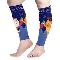 BLongTai Cute Clapping Santa Claus and Reindeer Calf Compression Sleeve Men Womens Running Leg Sleeve for Shin Splint Muscle Pain Relief (1 Pair)