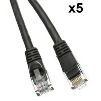 BattleBorn 5 Pack Lot - 14ft Cat5e Cat5 Ethernet Network LAN Patch Cable Cord RJ45 - Black