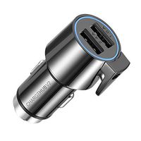 Konesky 3 in 1 Car Charger Dual USB Port 1A-2.4A/5V with Glass Emergency Hammer and Breaker Belt Cutter for Most 12-24V Car Cigarette Lighters
