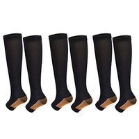 Copper Open Toe Toeless Compression Socks for Men and Women (L/XL) (3Pairs)