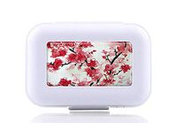 JWDCC Pill Box Case - Decorative Boxes - Cherry Blossom Flower Pattern- Pocket Medicine Tablet Holder Organizer Case Pill Box for Purse - Compact 8 Compartment