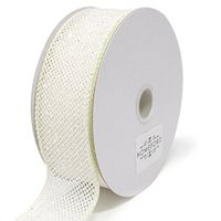 Homeford Frosted Net Wired Ribbon, 10 Yards (Ivory, 1-1/2-Inch)