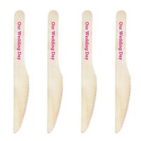 Dress My Cupcake DIY Natural Wood Candy Buffet Knives 100-Pack Kit, Our Wedding Day, 6.5-Inch, Fuchsia