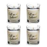LUNA CANDLE CO. Fine Bourbon Soy Jar Candle, 11oz. Clear Glass, Up to 110 Hours of Burn Time, Single Wick, Aromatic Sandalwood Scent, Crafted in The USA- Call Me Old Fashioned, (4 Pack)