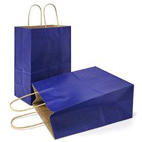 AZOWA Gift Bags Navy Blue Kraft Paper Bags with Handles (10.6 x 4.3 x 8.2 in, 12 CT)