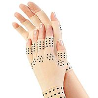 Pair of Arthritis Fingerless Compression Gloves with Magnetic Therapeutic Therapy Hand Pain Relief Gloves Heal Joints - Guantes de iman para Artritis Terapia de Compresion (Skin Color)