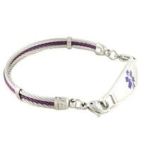 Purple Millennium N Style PRE Engraved"Diabetes" Medical ID Bracelet-Purple 7.25