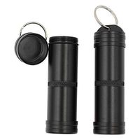 REAL SIC 3-Inch Keychain Pill Holder, Discreet Waterproof Medicine Container Key Ring - Premium Aluminum Case with Convenient Design for Camping, Festivals, Hiking & Outdoors (Black)