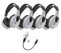 Califone HIR-KT4 4-Person Infrared Stereo/Mono Headphones with Transmitter