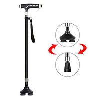XIHAA Elderly Light Walking Stick Adjustable Telescopic Hiking Cane Elderly Crutch Stick Magnetic Therapy Fitness Aid Black Color Golden Color,Black
