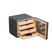 Carbon Fiber Matte Finish Cigar Humidor Holds 75 Cigars with Glass Door