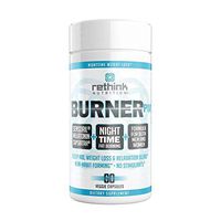 Rethink Nutrition BurnerPM – Nighttime Fat Burner, Sleep Aid, No Stimulants, for Women and Men, Stress Reliever with Ashwagandha, Melatonin, CapsiAtra, Vitamin C and L-Theanine, 60 Veggie Caps