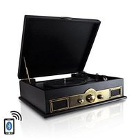 Bluetooth Compatible Classic Vintage Turntable - Retro Briefcase Style Record Player Speaker System w/ 3-Speed, USB to PC, Vinyl to Digital MP3 Converter, AUX, RCA, AM FM Radio - Pyle PTT30BK (Black)